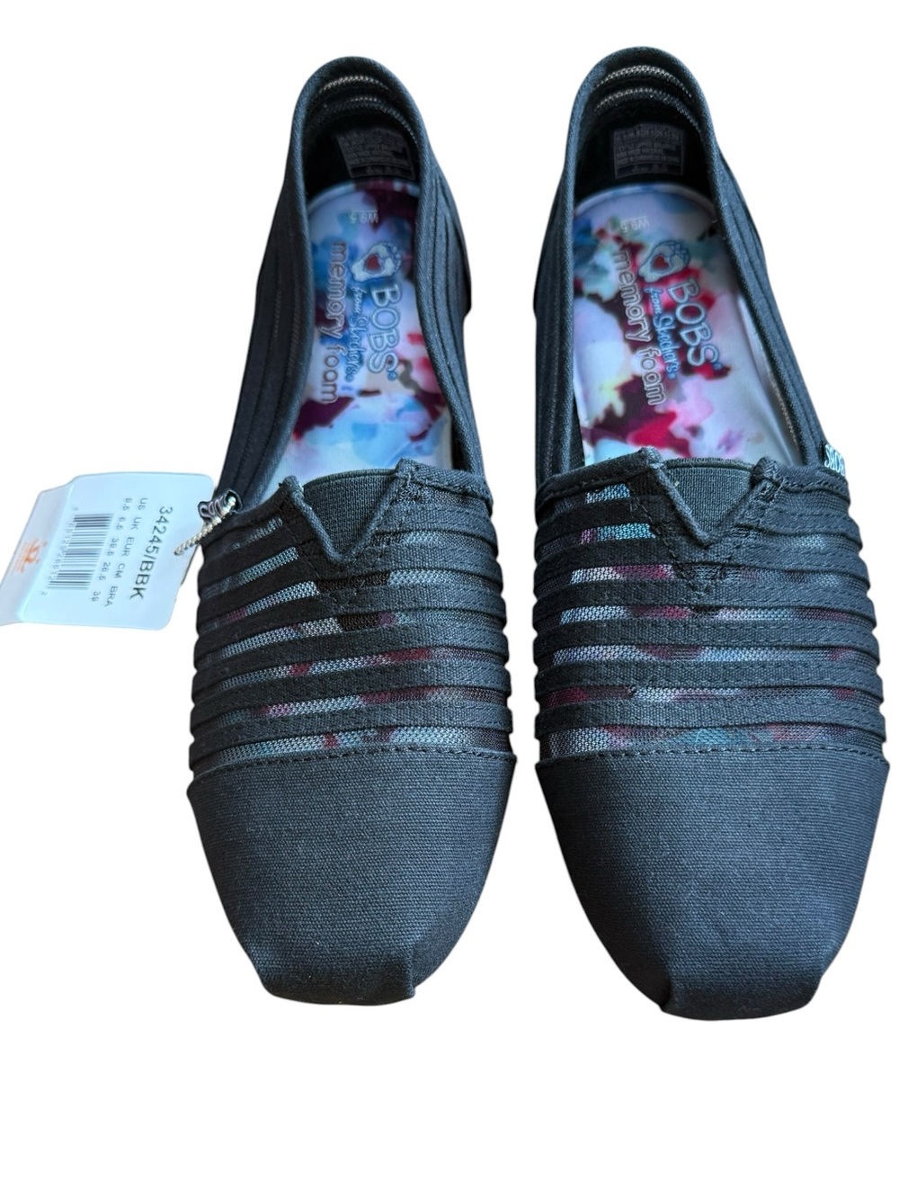 Skechers BOBS Memory Foam Black Slip On Flats Women’s 9.5 NWT - Picture 2 of 5